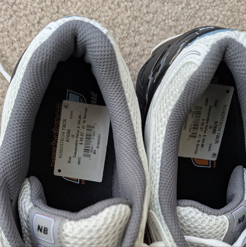 New Balance White, Gray & Orange Mesh Running Shoes